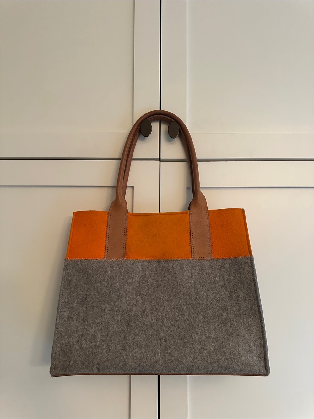 GRAF & LANTZ JAUNT COLOR BLOCK MERINO WOOL AND LEATHER TOTE
